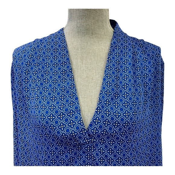 Laundry Shelli Segal Blouse Size XLarge Blue & White Long Sleeve Geometric
Тор - Picture 5 of 10